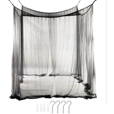 Bug Bed Net Black Light Weight Bed Net Exquisite 4 Corners Bed Canopy Net for Indoors Outdoors