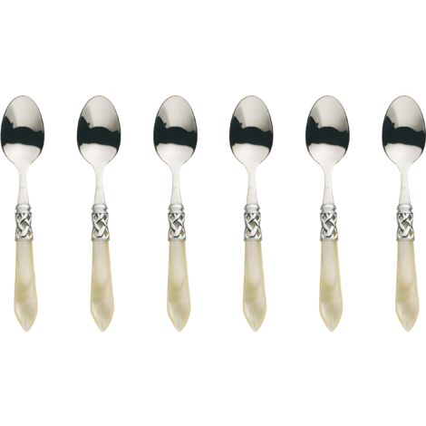 Bugatti ALCAM-N4207 - Set di cucchiaini da caffè Aladdin, Acciaio Inox e ABS Color Avorio, 21 x 18 x 3 cm, 6 pz