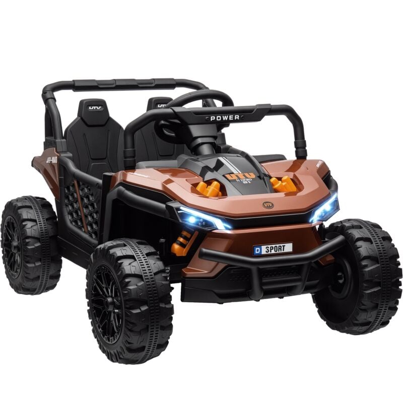Aiyaplay - Buggy électrique enfant utv - quad électrique enfant - 12V, 2 moteurs, 6Km/h max. - télécommande - nombreux effets - noir marron