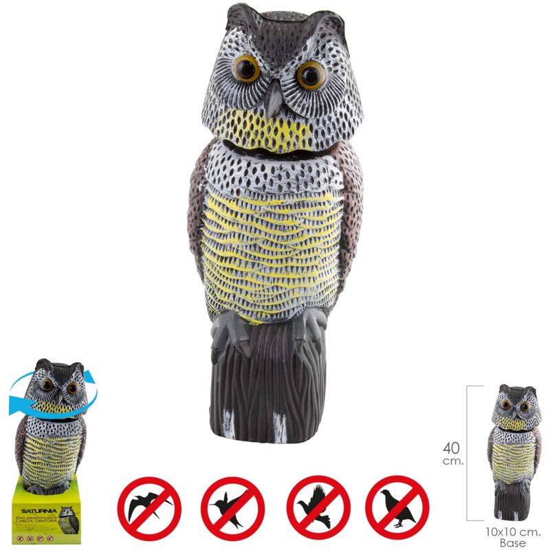 

Buho ahuyentador de pajaros / aves con cabeza giratoria 40 cm.