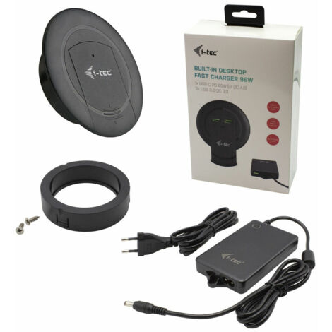 Built-in Desktop Fast Charger, USB-C PD 3.0 + 3x USB 3.0 QC3.0, 96 W