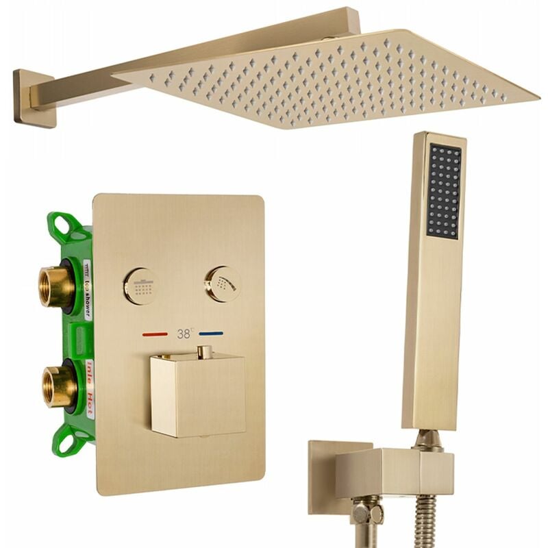 Concealed Thermostatic Shower Set REA Fenix Davis Brush Gold + Box