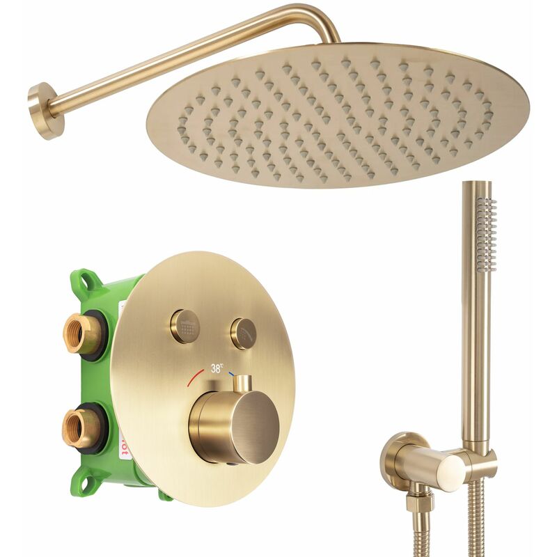 Concealed Thermostatic Shower Set REA Lungo Miler Brush Gold + Box