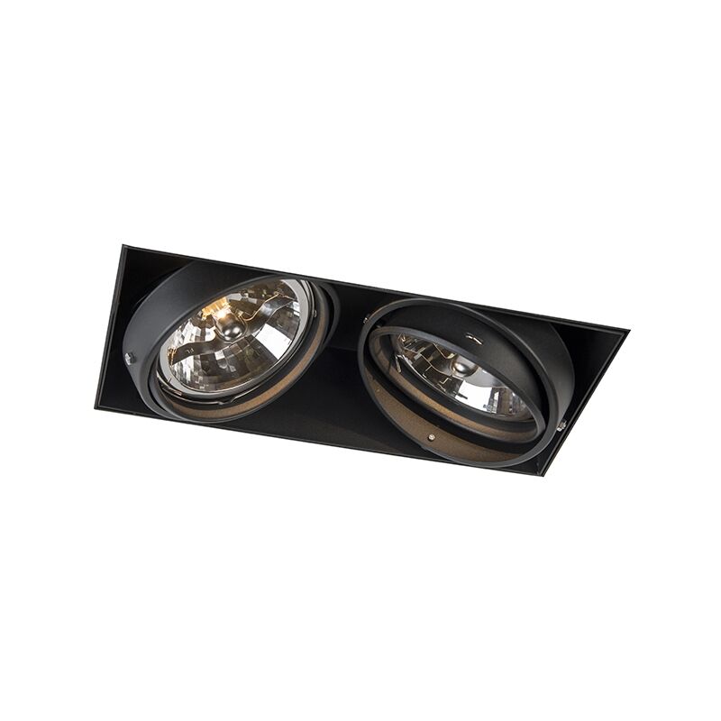 Recessed spot black AR111 rotatable and tiltable trimless 2-light - Oneon