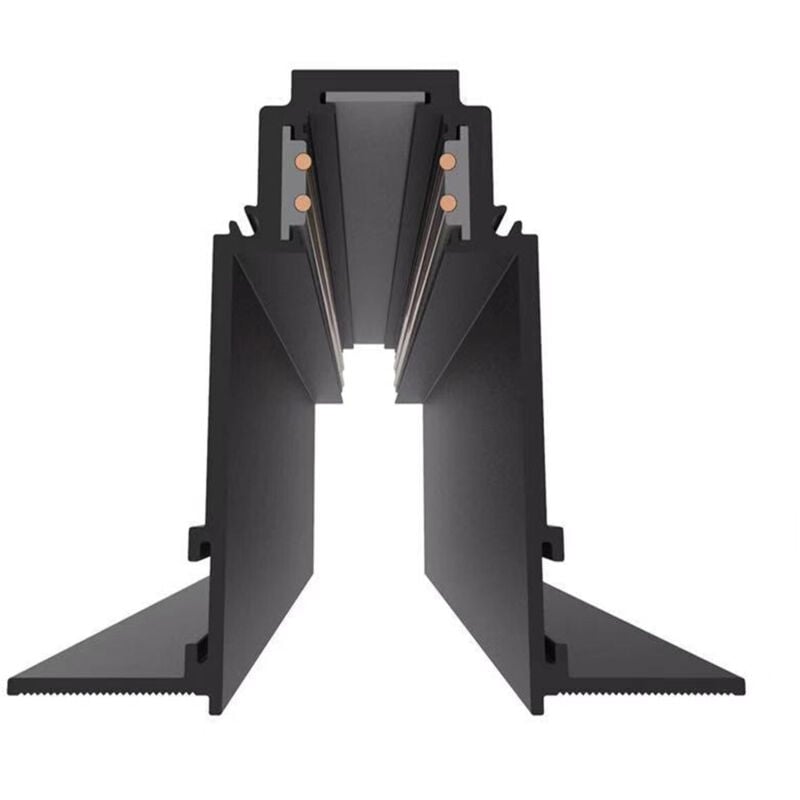 Rail Magnétique Encastrable Noir 1.5m Largeur 45mm en Aluminium Triphasé S35