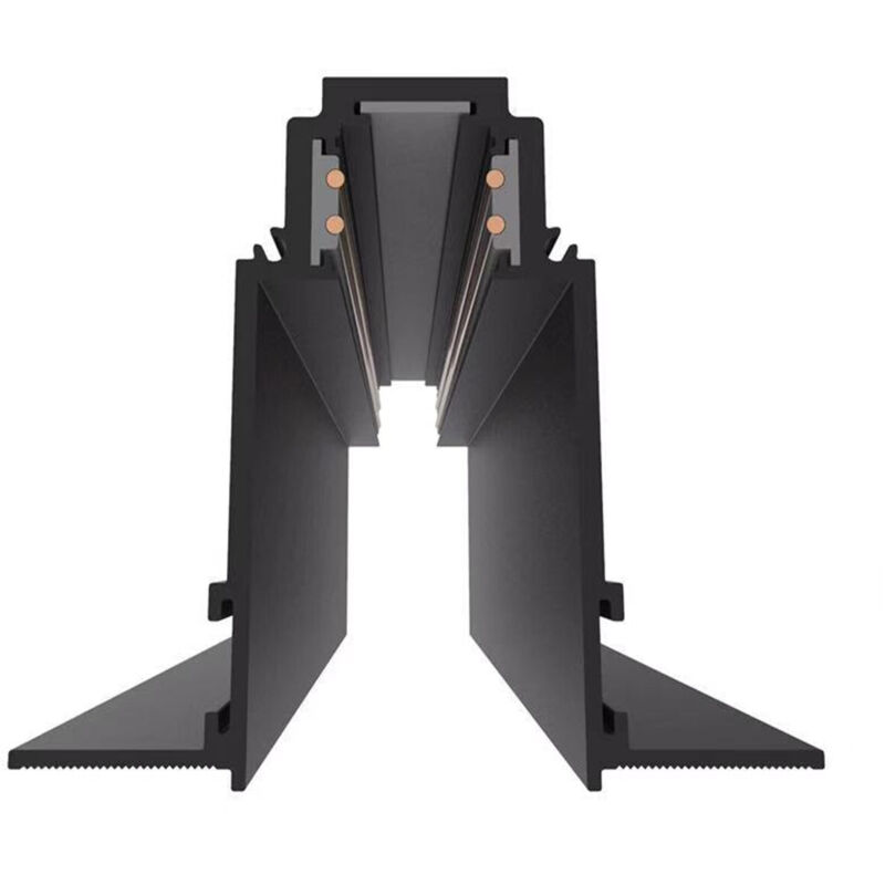 Rail Magnétique Encastrable Noir 2m Largeur 45mm en Aluminium Triphasé S35