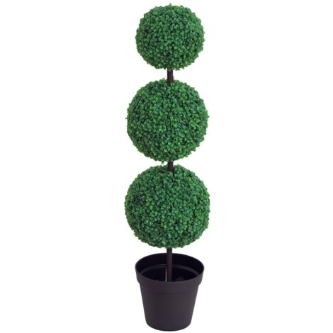 Buis Artificiel topiaire Artificielle en Forme de Boules dim. Ø 30 x 112H cm Vert