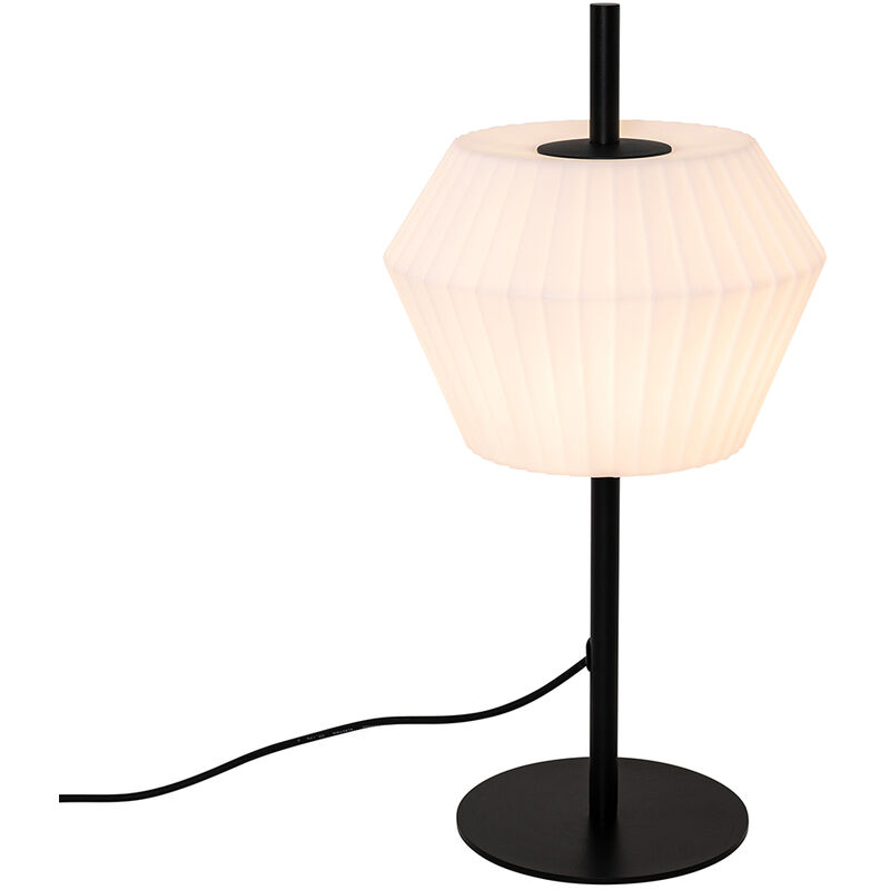 Outdoor table lamp black with white shade IP44 - Robbert - White