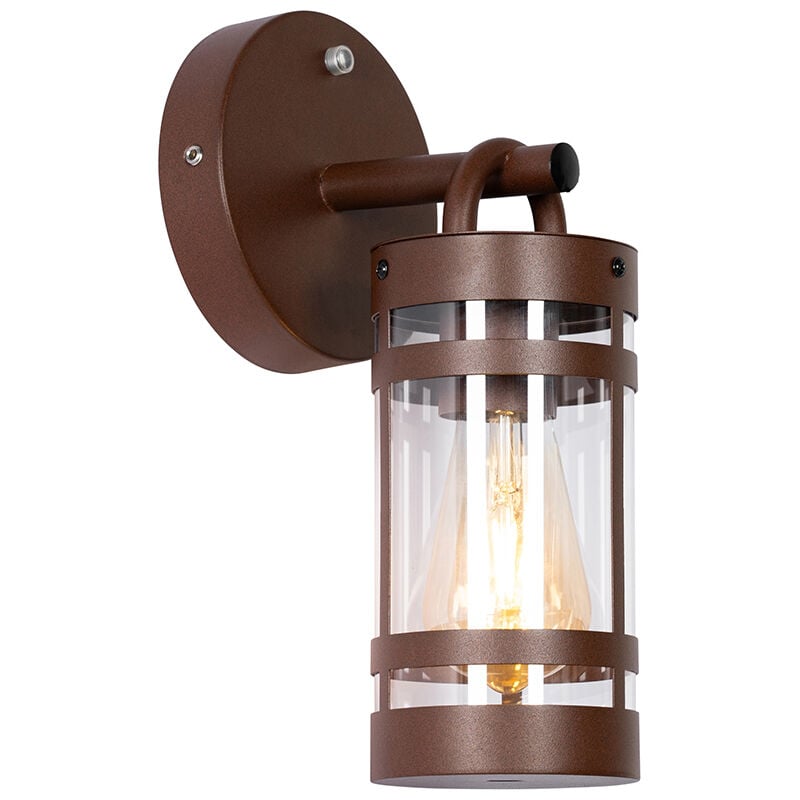 Outdoor wall lamp rust brown IP44 Light-dark sensor - Ruben - Brown-Rust