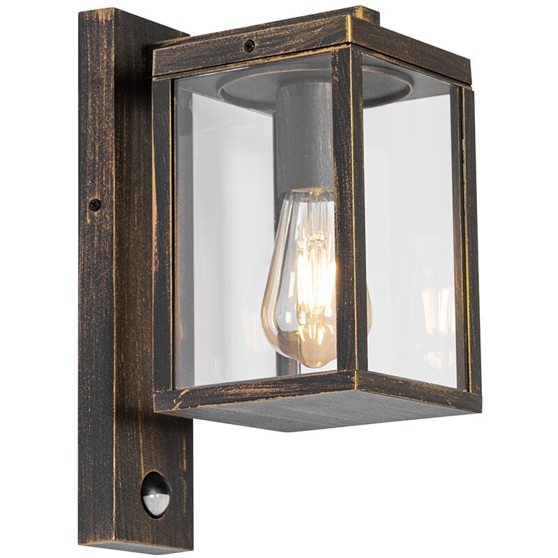 Outdoor wall lantern antique gold with motion sensor IP44 - Charlois - Gold/Messing