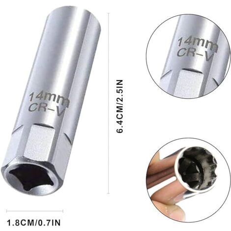 Bujías, llaves para bujías de 14 mm, llaves para bujías de pared delgada de 12 puntas (14 mm), extractores magnéticos de bujías, de alta calidad, precisos, adecuados para automóviles, camiones y motoc