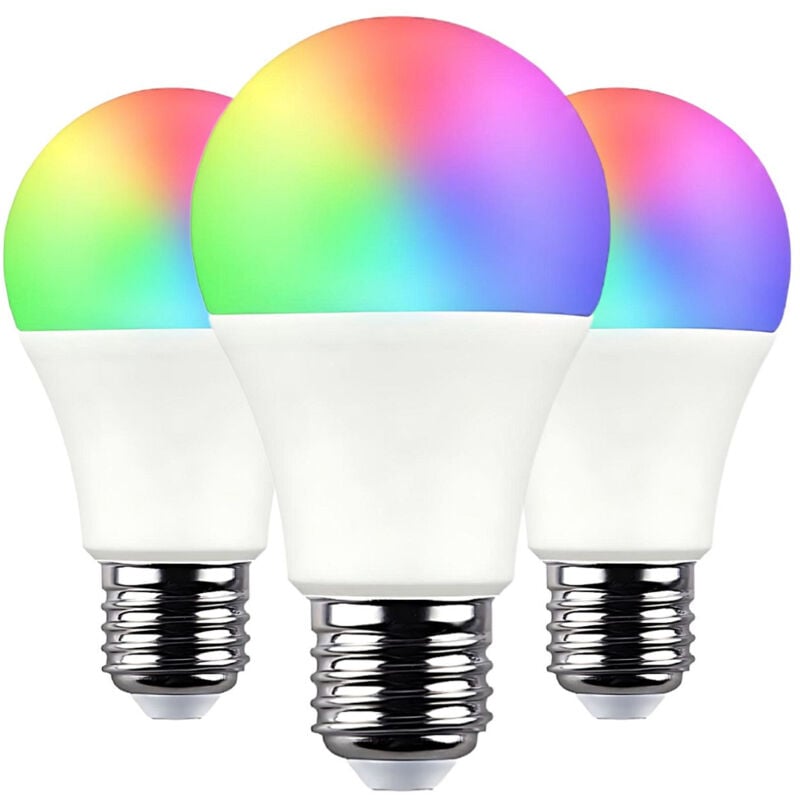 Lot 3 Ampoules led Standard Smart WiFi E27 10W Equi.60W 806lm rgbww Dimmable via Smartphone/APP 25000H 7hsevenon Premium