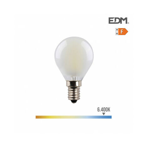 Bulbe sphérique AVEC Filad LED. Mate Crystal E14 4.5W 470LM 6400K Fria Light ã¸4.6x7.8cm EDM