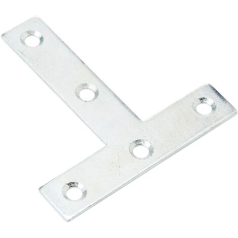 Bulk Hardware BH01194 Squadrette Piatte a T in Metallo Zincato, per Riparazioni, Bianco, 75 mm, Set di 10 Pezzi