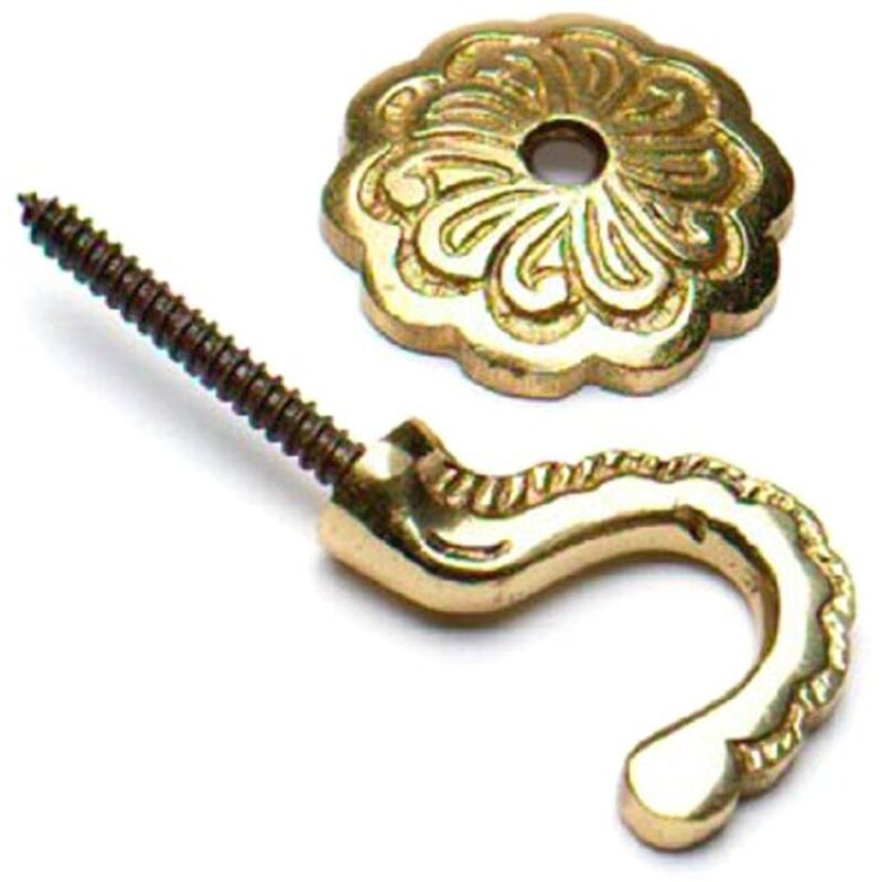 Merriway BH01609 Ganci Decorativi per Tendaggi con Elegante Rosetta Posteriore, Ottone Pieno, Bianco, 35 mm, Set di 2 Pezzi