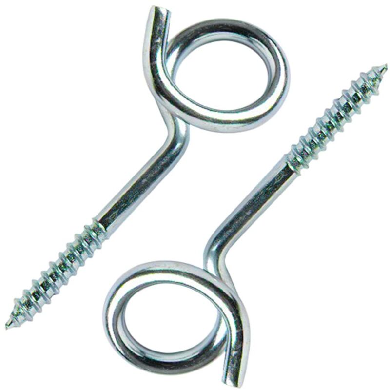Bulk Hardware BH01919 Ganci a Ricciolo Avvitabili in Acciaio Zincato Lucido per Amaca, Bianco, Set di 2