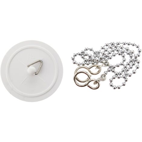 Bulk Hardware BH03432 Tappo Universale per Lavello, con Catena a Sferette Cromata Lucida, 45 mm, Bianco