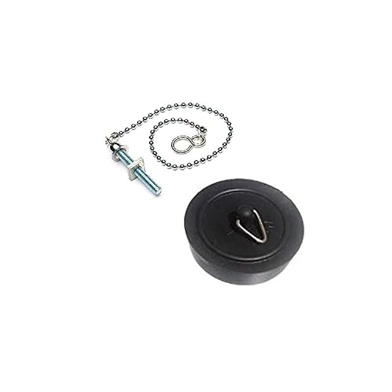 BH04749 Tappo per Lavello, con Catena, Nero, 300