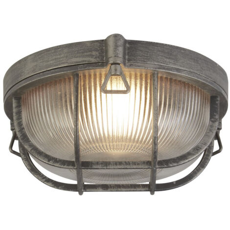 Bulkhead Außenleuchte, Schwarz-Silber-Aluminium, IP44