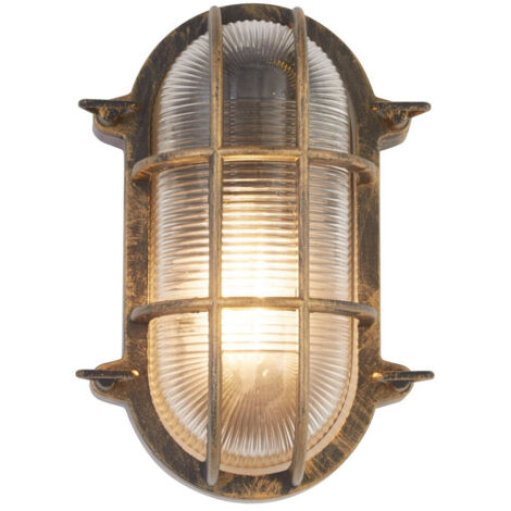 Bulkhead Lampe d'extérieur, aluminium noir doré, IP44