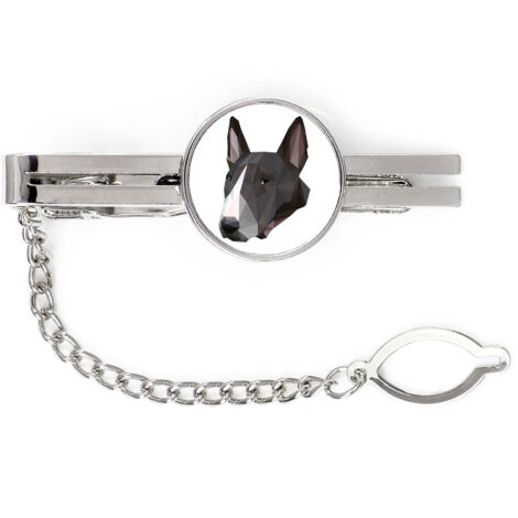 Bull Terrier, Bull Terrier - fermacravatta geometrico con foto e scritta Art-Dog