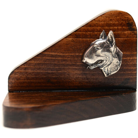 Bull Terrier, Bull Terrier II - candelabro in legno con un cane, portacandele, memoriale del cane di Art-Dog