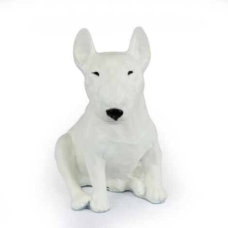 Bull Terrier, Bull Terrier II - estatuilla de perro, perro sentado en el escritorio, decoración para la sala de estar de un amante de los perros de Art-Dog