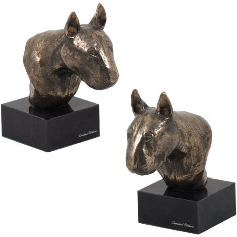 Bull Terrier, Bull Terrier II - statuetta di cane, busto su base in pietra, scultura, trofeo per l'esposizione canina del marchio Art-Dog