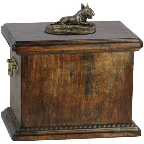Bull Terrier, Bull Terrier II - Urne für Hundeasche, Urne mit Statuette, elegante Urne im klassischen Stil der Marke Art-Dog