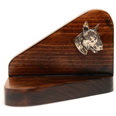 Bull Terrier, Bull Terrier III - candelabro in legno con un cane, portacandele, memoriale del cane di Art-Dog