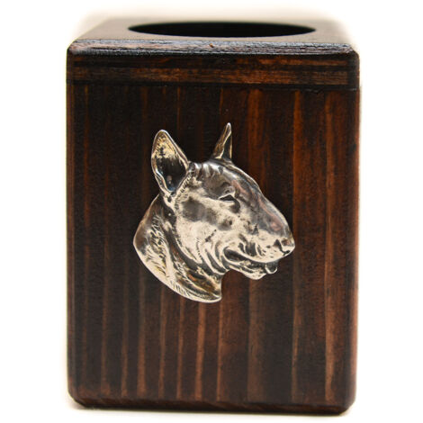 Bull Terrier, Bull Terrier III - candelabro in legno con un cane, un ricordo unico dopo la perdita di un cane, realizzato a mano da Art-Dog