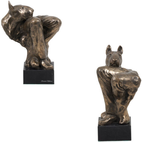 Bull Terrier, Bull Terrier III - statuetta di cane, busto su base in pietra, scultura, trofeo per la mostra canina Art-Dog