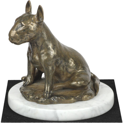 Bull Terrier, Bull Terrier III - statuette de chien, figure sur marbre blanc, trophée pour une exposition canine par Art-Dog