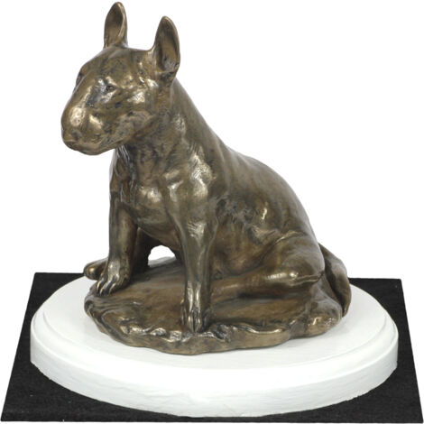 Bull Terrier, Bull Terrier III - statuette de chien, figurine sur socle blanc, trophée pour exposition canine par Art-Dog