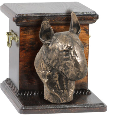Bull Terrier, Bull Terrier IV - une urne pour les cendres de chien avec une statuette, une urne élégante pour un chien, une urne unique avec un buste d'un chien d'Art-Dog