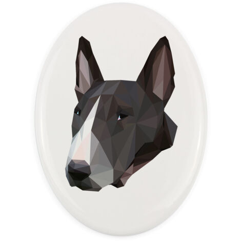 Bull Terrier, Bull Terrier: placa con foto e inscripción geométrica de Art-Dog