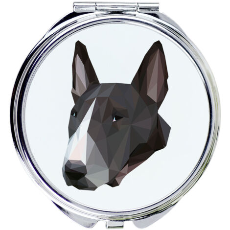 Bull Terrier, Bull Terrier - specchio con foto e scritta geometrica di Art-Dog