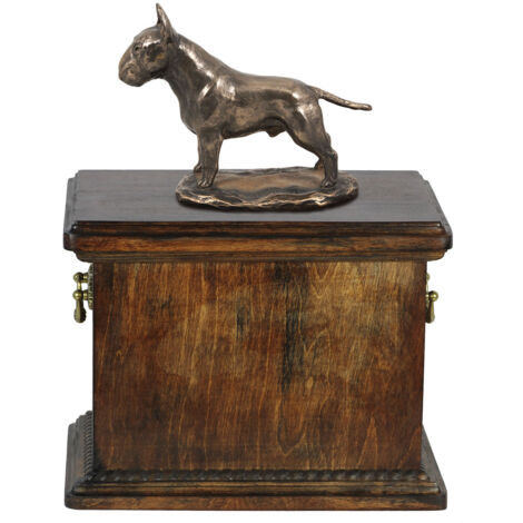 Bull Terrier, Bull Terrier - urna per ceneri di cane, urna con statuetta, elegante urna in stile classico del marchio Art-Dog