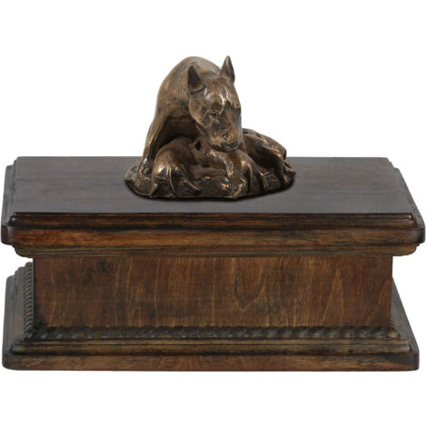 Bull Terrier, Bull Terrier V - urna per ceneri di cane, urna classica con statuetta, urna elegante con cane di Art-Dog