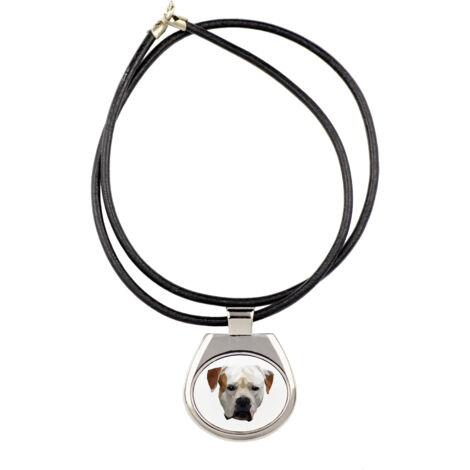 Bulldog americano - collar con foto e inscripción geométrica de Art-Dog