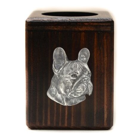 Bulldog Francés I - candelabro de madera con un perro, un recuerdo único después de la pérdida de un perro, hecho a mano por Art-Dog