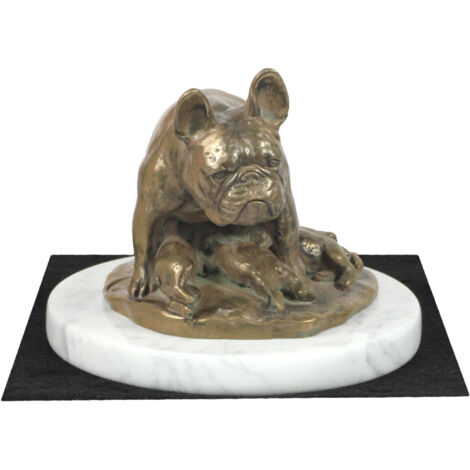 Bulldog Francés I - estatuilla de perro, figura en mármol blanco, trofeo para una exposición canina de la marca Art-Dog