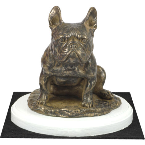 Bulldog Francés II - estatuilla de perro, figura sobre base blanca, trofeo para exposición canina de Art-Dog