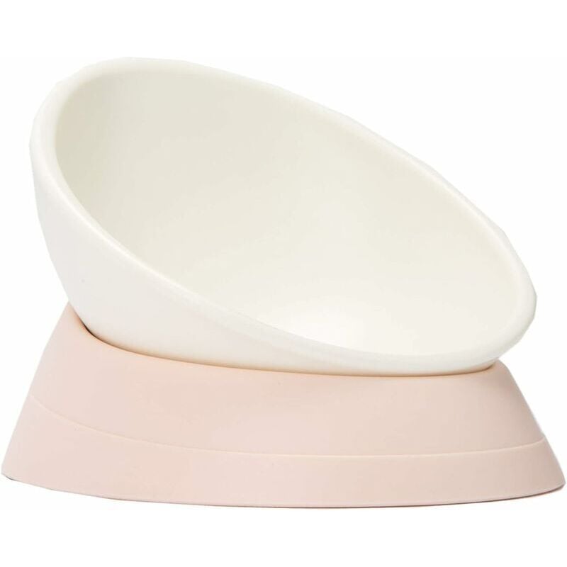 Fei Yu - Bulldog Gamelle Antidérapante Amovible En Caoutchouc Pour Chien Et Chat Avec Base Inclinée Et Inclinée (Blanc)