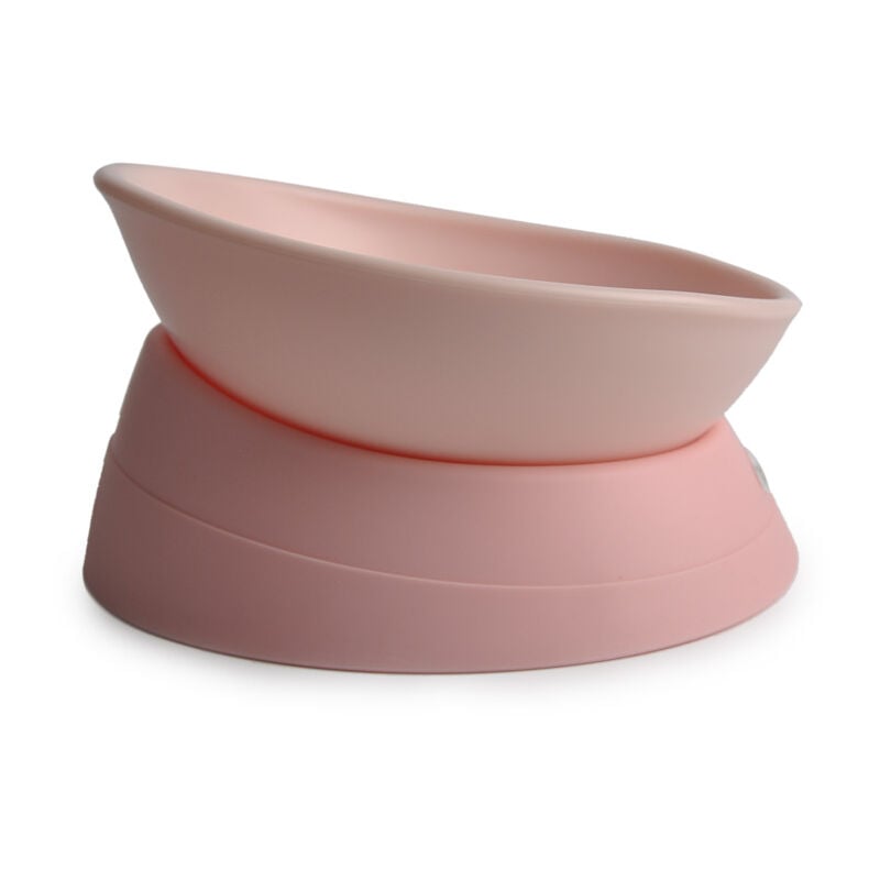 Bulldog Gamelle Antidérapante Amovible En Caoutchouc Pour Chien Et Chat Avec Base Inclinée Et Inclinée （rose）