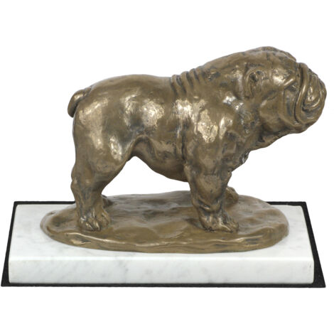 Bulldog I - statuetta di cane, figurina su marmo bianco, trofeo per una mostra canina di Art-Dog