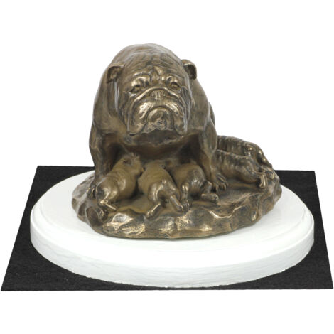 Bulldog II - estatuilla de perro, figura sobre base blanca, trofeo para exposición de perros de Art-Dog