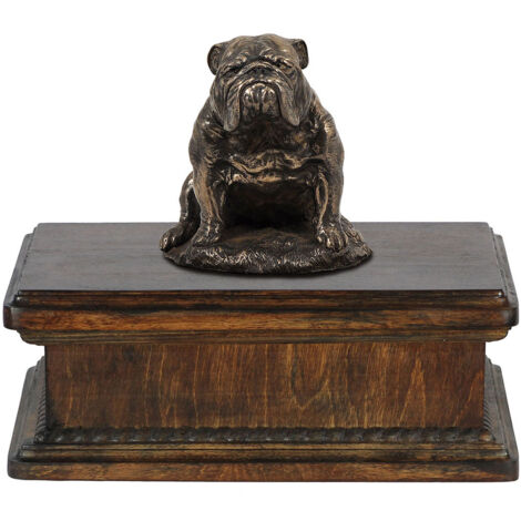 Bulldog III - un'urna per le ceneri del cane, un'urna classica con una statuetta, un'urna elegante con un cane di Art-Dog
