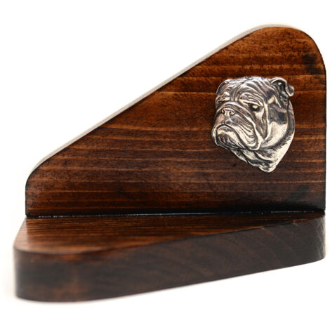 Bulldog inglés, Bulldog III: candelabro de madera con un perro, soporte para velas de té, monumento conmemorativo para perros de Art-Dog