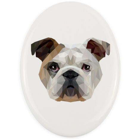 Bulldog inglés, bulldog: placa con foto e inscripción geométrica de Art-Dog